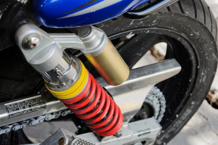 red shock absorber of motorbikeの写真素材