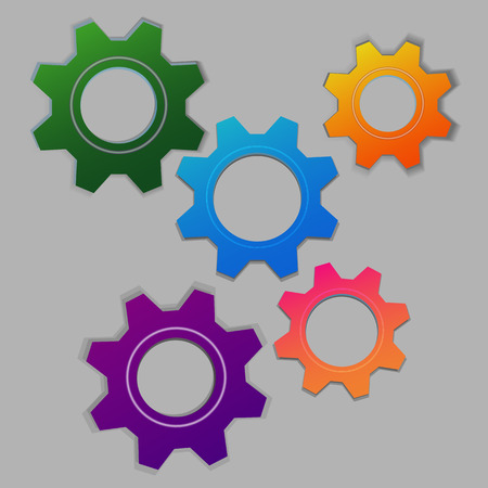 5 multi-colored cogsのイラスト素材