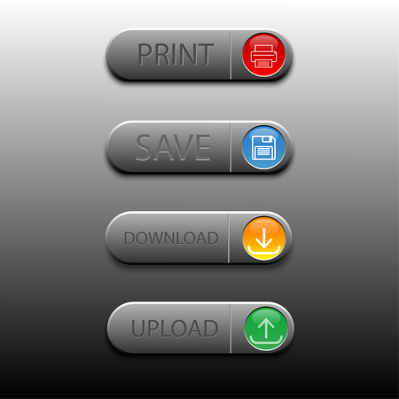 4 buttom save print upload downloadのイラスト素材
