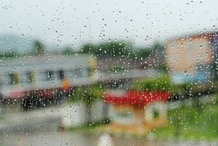 Drops of rain on glass backgroundの写真素材