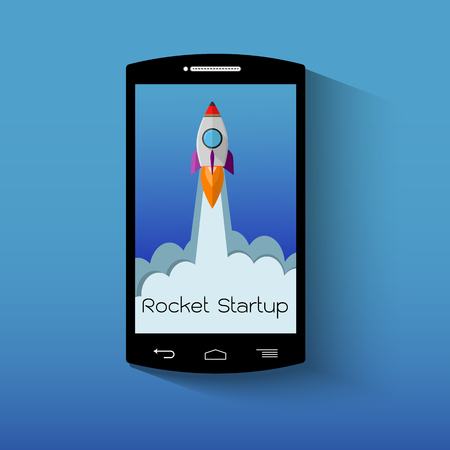 Mobile phone with launch rocketのイラスト素材