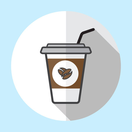 Coffee cup Logo vector icon design and coffee beans.のイラスト素材