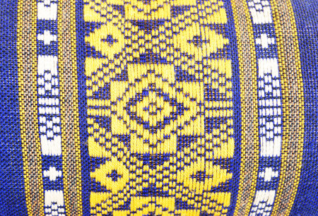 Thai style textile on pillowの写真素材