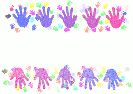 Abstract Background with Colorful Hand prints 