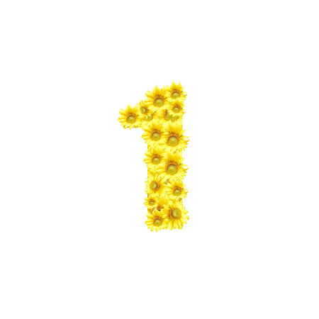 Sunflowers with alphabet letter No 1
