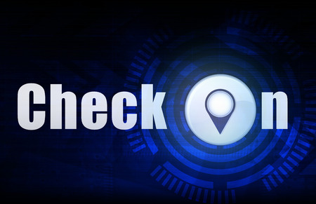 Check in  with blue abstract technology backgroundの写真素材