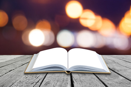 Open book with twilight backgroundの写真素材