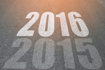 2016 with soft light style on the road texture backgroundの写真素材