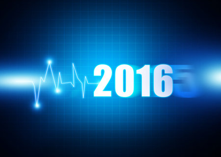 Happy New Year 2016 design with abstract digital style
