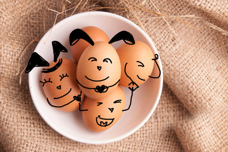 Happy eggs giving theirs heart for Valentine's and Easter's day.