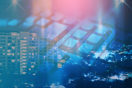 Blue abstract technology backgroundの写真素材