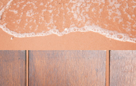 Top view of wooden floor with nature background