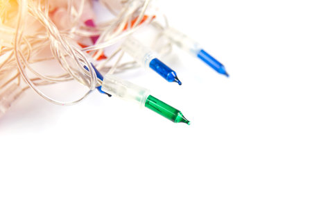 Christmas lights isolated on white backgroundの写真素材