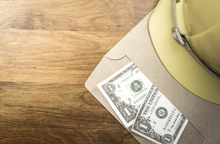 Office table view from above with copy spaceの写真素材