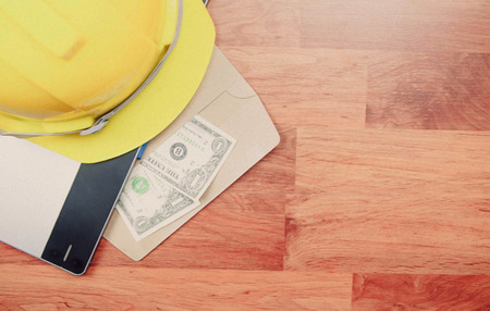 Engineering and Architecture with working table backgroundの写真素材