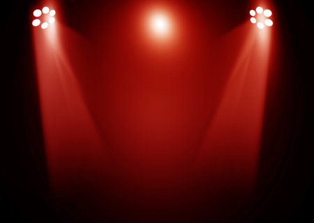 The concert on stage background with flood lightsの写真素材