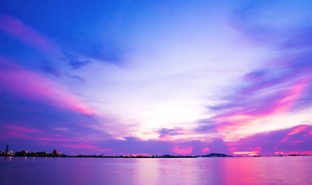 Colorful of sunset on sea scape backgroundの写真素材