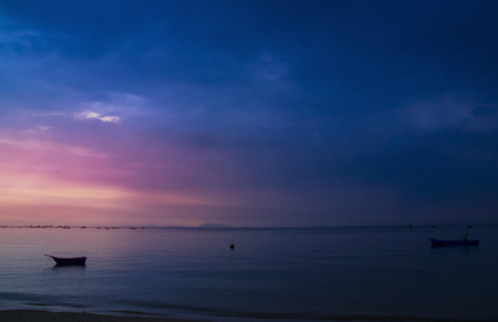Colorful of sunset on sea scape backgroundの写真素材
