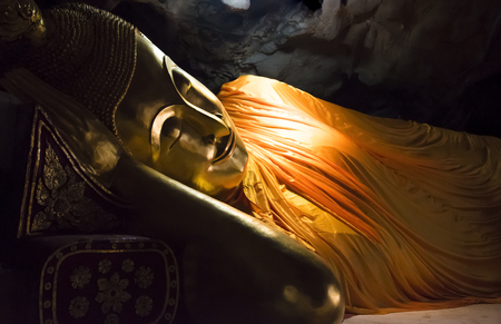Close up of Thai buddha in the cave from Kholuang Phetchburi Thailandの写真素材