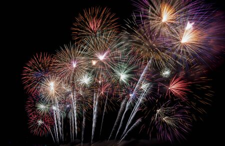 Colorful of fireworks in Happy New Year 2020 holiday festivalの写真素材