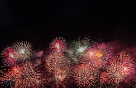 Colorful of fireworks in Happy New Year 2020 holiday festivalの写真素材