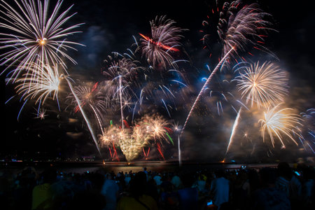 Colorful of fireworks in Happy New Year 2020 holiday festival  Colorful of fireworks in holiday...