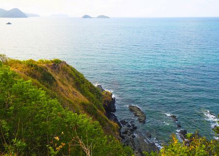 Tropical sea beach island with blue sky background,summer and relax conceptの写真素材