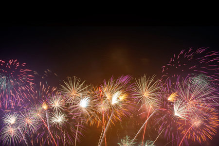 Colorful of fireworks in Happy New Year 2020 holiday festival