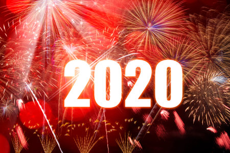 Colorful of fireworks in Happy New Year 2020 holiday festival