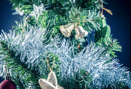 Christmas tree decoration with vintage style for new year festival.の写真素材