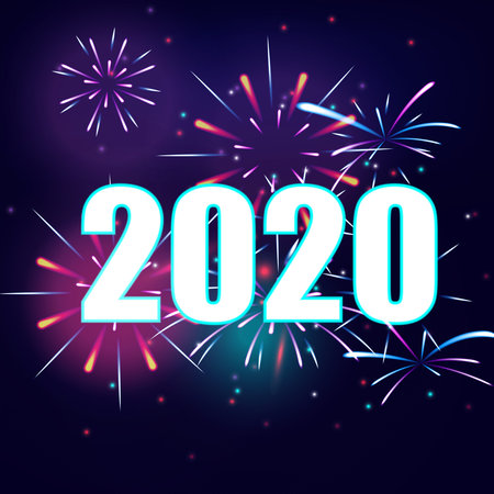 Colorful of fireworks in Happy New Year 2020 holiday festival