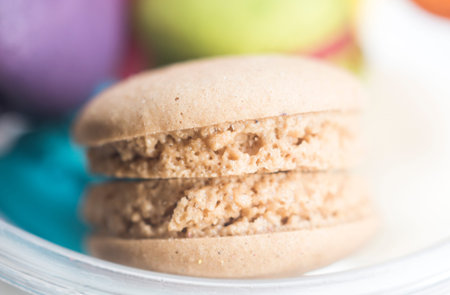 Colorful macaroon on white background