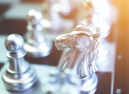 Chess game ,fighting for leader of business marketing competition concept