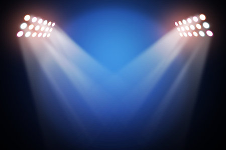 stage background with spot lights shining on the floor,ready for show and concert in stadium