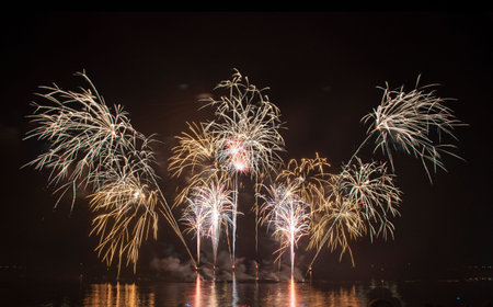 Colorful of fireworks in Happy New Year 2021 holiday festival