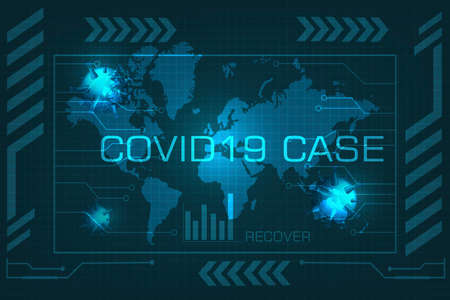 Covid 19 case update data in  design for report new case and recover Corona Virus on futuristic background ,Viral disease outbreakの写真素材