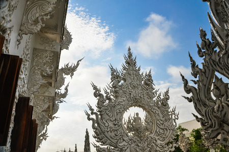 Chiang Rai,Thailand.- May 9, 2013 : This magnificent temple is a bizarre blend of traditional Thai architecture and the surreal. well-known among foreigners as the "White Temple".のeditorial素材