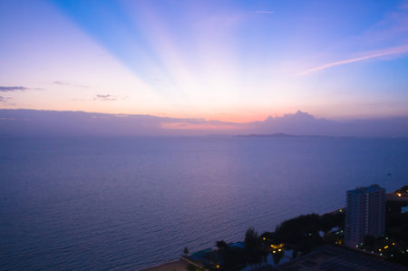 The beautiful of Sunset at Pattaya City, in Chonburi, Thailand.の写真素材
