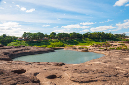 Sam Phan Bok Three thousand holes place of destination at Ubon Ratchathani province in Thailandの写真素材