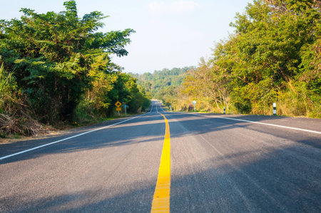 Landscape of Country Road with Naturally, both sides.の写真素材