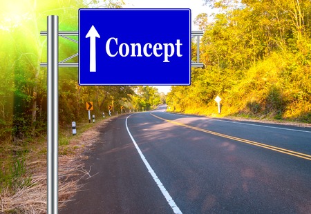 Road Sign concept Country Road and landscape natural countryside background.の写真素材