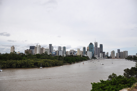 Brisbane riverside view from Kangaroo Point, Australiaのeditorial素材