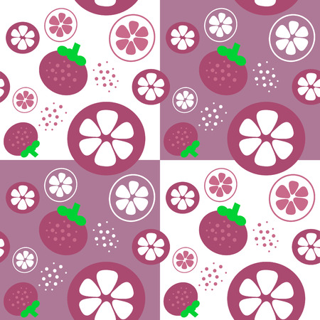 mangosteen fruit theme background illustration template seamless illustrationのイラスト素材