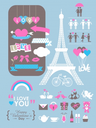 Valentine theme illustration templete setのイラスト素材