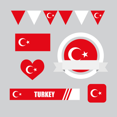 Turkey flag, banner and icon patterns set illustrationのイラスト素材