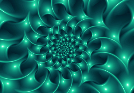 Glossy Turquoise Green Spiral Backgroundの写真素材