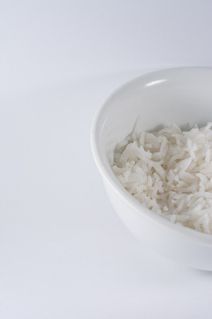 Bowl of White Rice with on light backgroundの写真素材