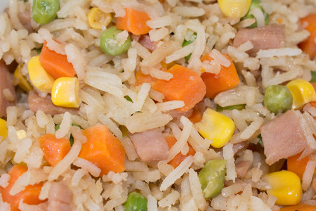 Macro Close Up Fried Rice Texture Backgroundの写真素材