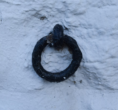 Detail of livestock ring in a barn wallの写真素材