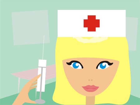 The young nurse holds a syringeのイラスト素材